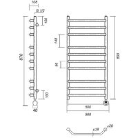Электрический полотенцесушитель Domoterm Лаура П10 500x800 АБР ER Античная бронза — фото 2, Электрические полотенцесушители