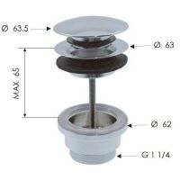 Донный клапан Remer SS905CCR114 click-clack Нержавеющая сталь — фото 2, Донные клапаны