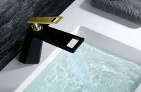 Смеситель для раковины Bronze de Luxe Quadro A919B Черный Золото — фото 4, Смесители для раковины