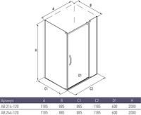 Душевой уголок Alex Baitler 120x90 AB214-120 профиль Хром стекло прозрачное — фото 3, Прямоугольные душевые уголки