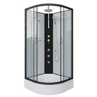 Душевая кабина Niagara Classic NG-6702-14BKTG (100х100х210) средний поддон(26см),черный,стекло прозр — фото 1, Душевые кабины