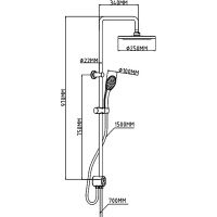Душевая система ESKO ST1550 Black Черная матовая — фото 4, Душевые стойки