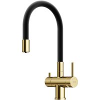 Смеситель для кухни Sancos Lucia SC4004BG Золото брашированное Черный — фото 1, Смесители для кухни