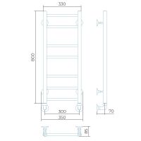Водяной полотенцесушитель Larusso Джаз Премиум П7 300x800 4670078535627 Хром — фото 2, Водяные полотенцесушители