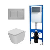 Сет: Система инсталляции Point, Клавиша Ника, нерж сталь PN44081SB + Унитаз Ника PN41081 арт-PN48747SB — фото 1, Комплекты унитаз + инсталляция