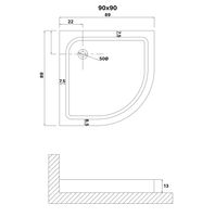 Душевой поддон NG-P9090-14 (90х90х13) четверть круга,1 место — фото 2, Душевые поддоны АБС-пластик