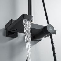 Товар: Душевая система Rose R18H R1896H с термостатом Черная матовая - фото 3 Душевая система Rose R18H R1896H с термостатом Черная матовая — фото 3, Душевые системы