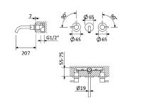 Смеситель для раковины встраиваемый CEZARES LEAF-BLI3L-20-L-MM — фото 1, Аксессуары для раковины
