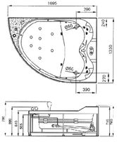 Акриловая ванна Gemy 170х133 G9086 K R с гидромассажем — фото 3, Акриловые ванны
