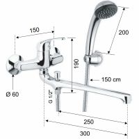 Смеситель для ванны Remer Серия 35 F492 универсальный Хром — фото 2, Для душа и ванны