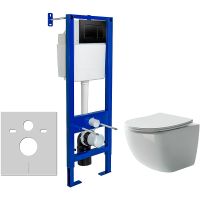 Комплект унитаза Ceramicanova Forma CN3009 с инсталляцией Berges Atom 410 040332 с сиденьем Микролиф — фото 1, Комплекты унитаз + инсталляция