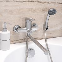 Смеситель для ванны Ростовская Мануфактура Сантехники SL55-006E универсальный Хром — фото 6, Для душа и ванны