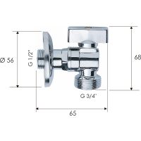 Запорный вентиль Remer 26112 для стиральной машины Хром — фото 2, Комплектующие для туалета