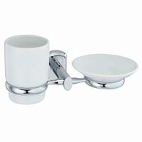 Аксесс Oder K-3026C Держатель стакана и мыльницы, (блистер), КЕРАМИКА, хром, WasserKRAFT — фото 1, Комплектующие для туалета