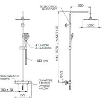 Душевая система Remer Elegance EQ32A8CPUFD25G с термостатом Хром — фото 2, Душевые системы