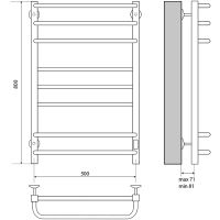 Электрический полотенцесушитель Melodia della vita Fusion Square Ferrum 50х80 П8 MTRFSF5080bk Черный — фото 2, Электрические полотенцесушители