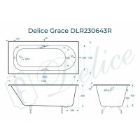 Чугунная ванна Delice Grace 170x70 DLR230643R с отверстиями под ручки без антискользящего покрытия — фото 2, Чугунные ванны