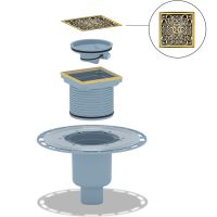 Душевой трап Bronze de Luxe Узоры 21962-5902 с решеткой Бронза — фото 3, Трапы для душа