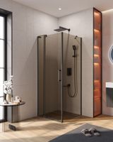 Душевой уголок CEZARES SLIDER-AH-1-80-70/80-BR-NERO — фото 1, Прямоугольные душевые уголки