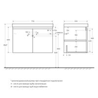 База под раковину подвесная CEZARES GIUBILEO-800-2A-SC-BL — фото 2, Тумбы под раковину