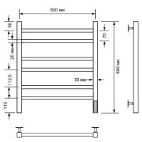 Электрический полотенцесушитель Comfysan Pioli-K EC-6 60x50 014193 Черный матовый — фото 2, Электрические полотенцесушители
