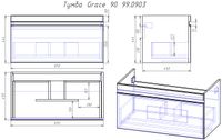 Товар: Тумба GRACE, 90 см, подвесная, 1 ящик, белый глянец - фото 5 Тумба GRACE, 90 см, подвесная, 1 ящик, белый глянец — фото 5, Тумбы под раковину