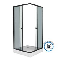 Душевой уголок Niagara Eco NG-010-14QT (100х100х195) низкий поддон(13см),черный,стекло тонированное, — фото 1, Душевые уголки