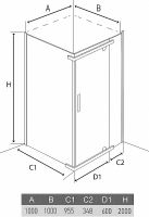Душевой уголок Alex Baitler 100x100 AB214-100 профиль Хром стекло прозрачное — фото 6, Квадратные душевые уголки