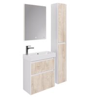 Тумба SLIM, 65 см, подвесная/напольная, 2 ящика, белый глянец / дуб кантри — фото 10, Тумбы под раковину