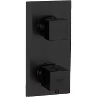 Смеситель для душа Remer Qubica Thermo QT92KBCFP с термостатом Черный брашированный хром — фото 1, Смеситель для душа