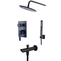 Душевая система Bronze de Luxe 1760'S Loft 6630SB Чёрная матовая — фото 1, Встраиваемые душевые комплекты