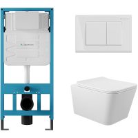 Комплект унитаза с инсталляцией Aqueduto Macio AQDS012 с сиденьем Микролифт и Белой глянцевой клавиш — фото 1, Комплекты унитаз + инсталляция