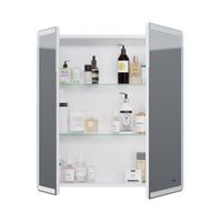 Шкаф зеркальный POINT, 70 см, 2 дверцы, 2 стеклянные полки, инфракрасный выключатель, LED-подстветка — фото 11, Шкафы для ванной