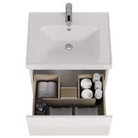 Товар: Тумба PERFECTO, 60 см, подвесная, 1 ящик, push-to-open, белый глянец - фото 12 Тумба PERFECTO, 60 см, подвесная, 1 ящик, push-to-open, белый глянец — фото 12, Тумбы под раковину