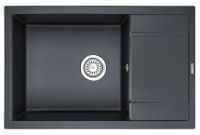 Granula-7805, ШВАРЦ (чёрный металлик), кухонная мойка, кварц — фото 1, Кухонные мойки