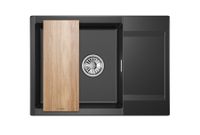 Granula-ES- (чёрный металлик), кухонная мойка, кварц, ESTETICA арт-7003, ШВАРЦ — фото 3, Кухонные мойки