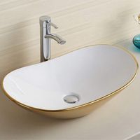 Раковина CeramaLux 61 Золотая арт-7811AJW — фото 2, Раковины накладные