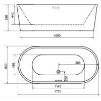 Акриловая ванна Azario Florence 177х80 AZ-М707 без гидромассажа — фото 3, Ванны