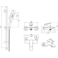Смеситель для ванны Bond Cube B03-5288 Черный матовый — фото 9, Для душа и ванны