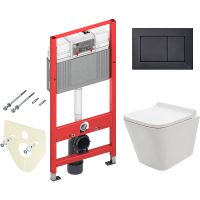 Комплект унитаза AQUAme AQM2004 с инсталляцией Tece Now 9400414 с сиденьем Микролифт и Черной матово — фото 1, Комплекты унитаз + инсталляция