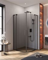 Душевой уголок CEZARES SLIDER-R-2-90/100-GRIGIO-NERO — фото 1, Душевые уголки четверть круга