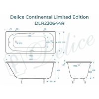 Чугунная ванна Delice Continental Limited Edition 165x70 DLR230644R с отверстиями под ручки без анти — фото 2, Чугунные ванны