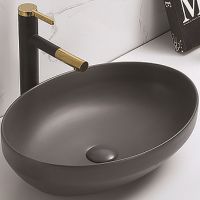 Раковина-чаша CeramaLux 50 78590MDH Серая матовая — фото 1, Раковины накладные