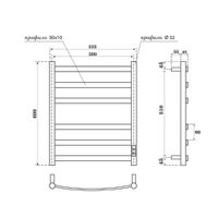 Полотенцесушитель электрический Point Антея PN17856W П6 500x600, диммер справа, белый — фото 2, Электрические полотенцесушители