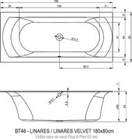 Акриловая ванна Riho Linares 180х80 R B142010005 (BD5500500000000) без гидромассажа — фото 3, Акриловые ванны