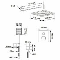 Душевая система Swedbe Platta 5559 с термостатом Хром — фото 5, Встраиваемые душевые комплекты