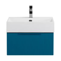 Тумба подвесная под раковину с выдвижным ящиком CEZARES PREMIUM 55413 Plisse Blu petrolio — фото 1, Тумбы под раковину