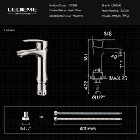 Смеситель для раковины Ledeme 71001L Нержавеющая сталь — фото 10, Смесители для раковины