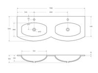 Стеклянная раковина с двумя чашами CEZARES 82412 Extra-light — фото 3, Раковины и столешницы. Комплекты