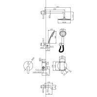 Душевая система ESKO 7in1 SB Черная матовая — фото 4, Встраиваемые душевые комплекты
